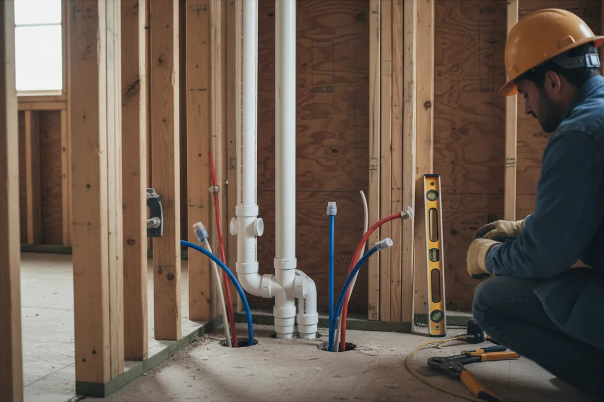 Drain and supply rough-in during Leak Detection in Hillside